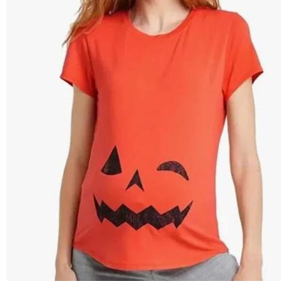 Orange Maternity Pumpkin Tee Shirt Size XXL - Picture 6 of 6